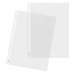 dohe 100 fundas multitaladro con 16 perforaciones en polipropileno liso cristal resistente y duradero