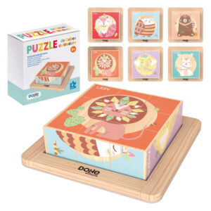 dohe puzzle de bloques de madera natural bordes redondos motivos animales estimula la coordinacion ojo mano fomenta la imaginacion aprende jugando