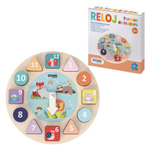 dohe juego educativo de formas geometricas de madera bordes redondos tacto suave colores llamativos motivo reloj estimula la coordinacion ojo mano fomenta la imaginacion