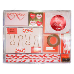 dohe set de papeleria de regalo incluye bloc de notas 80 hojas 80x65mm clips con forma 36x28mm pinzas 32mm push pins 18.3x12mm lapiceros afilalapices metalico goma de borrar blanca