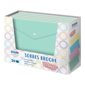 dohe expositor de 20 sobres broche tamaño folio 200 micras colores surtidos