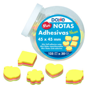 dohe expositor de 30 mini blocs de 125 notas adhesivas tamaño 45x45mm formas surtidas colores neon surtidos