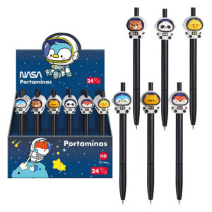 dohe expositor de 24 portaminas 0.5mm grip de caucho decorados con motivos de astronautas animales