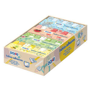 dohe caja expositora de 36 sets indices adhesivos impresos 18x65mm formas y motivos surtidos