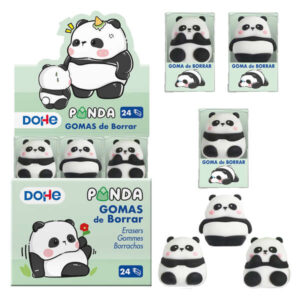 dohe expositor de 24 gomas de borrar fabricadas en pvc con forma de oso panda