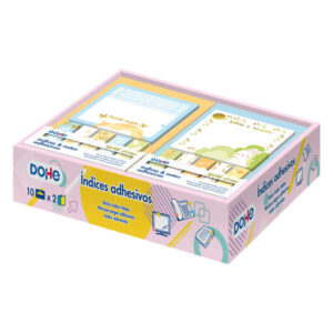 dohe caja expositora de 20 notas e indices adhesivos 70x70mm y 12x45mm motivos estampados en oro