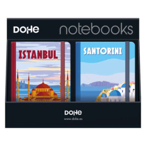 dohe expositor con 12 notebooks tamaño a5 12x17cm incluye notebooks de santorini, montecarlo, italy e istambul ideal para tomar notas y organizar tus ideas