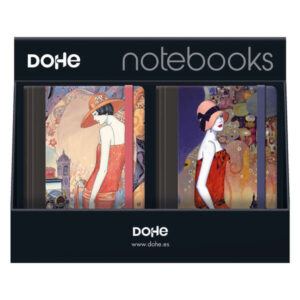 dohe expositor de 12 notebooks a5 12x17cm incluye 3x caroline, 3x charlotte, 3x sophie y 3x rosalie ideal para organizar tus notas y apuntes de forma practica y elegante