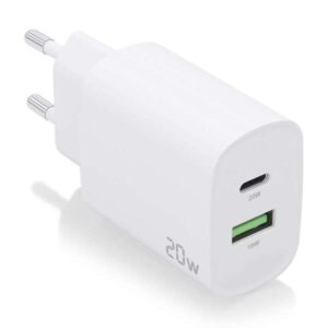 aisens cargador 20w 1xusb c pd3.0 1xusb a qc3.0 color blanco