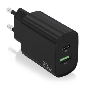 aisens cargador 20w 1xusb c pd3.0 1xusb a qc3.0 color negro