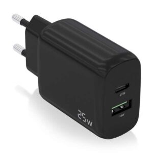 aisens cargador 25w 1xusb c pd3.0 1xusb a qc3.0 color negro