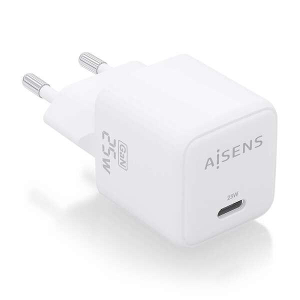aisens cargador gan 25w 1xusb c pd3.0 qc4.0 color blanco