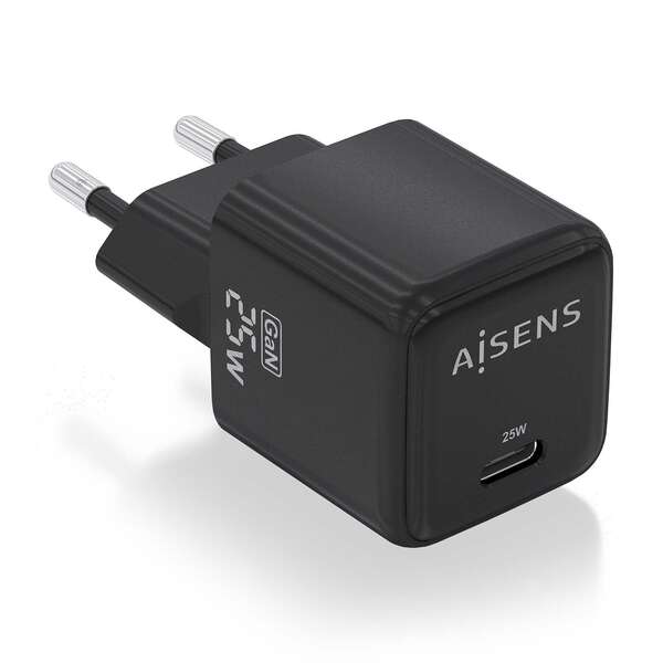 aisens cargador gan 25w 1xusb c pd3.0 qc4.0 color negro