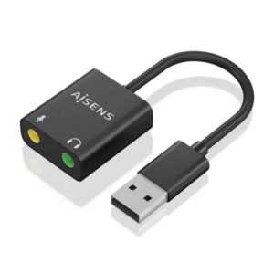 aisens conversor usb a a audio 48khz usb a/m 2xjack 3.5/h 10cm color negro