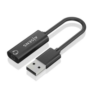aisens conversor usb a a audio 48khz usb a/m jack 3.5/h 10cm color negro