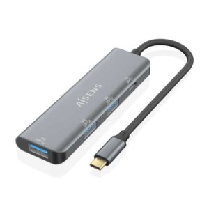 aisens hub usb 3.2 gen1 5g usb c usb c/m 1xusb c/h 3xusb a/h 15cm color gris