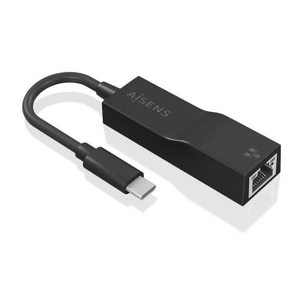 aisens conversor usb3.1 gen1 usb c a ethernet gigabit 10/100/1000 mbps 11cm color negro