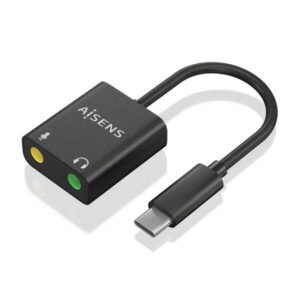 aisens conversor usb c a audio 48khz usb c/m 2xjack 3.5/h 10cm color negro