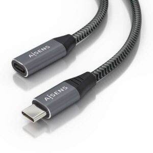 aisens cable usb 3.2 gen2x2 aluminio 20gbps 8k@30hz 5a 100w tipo usb c/m usb c/h 1.5m color gris