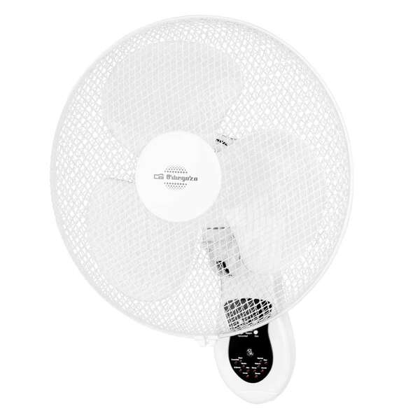 orbegozo wf 0242 ventilador de pared practico y seguro aspas de 40cm 3 velocidades cabezal oscilante temporizador 7.5h mando a distancia