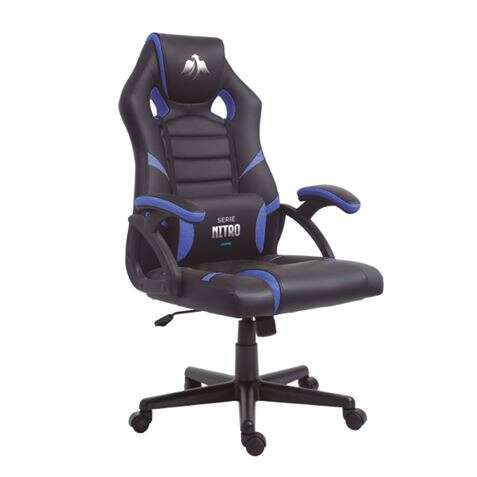 cromad serie nitro silla gaming altura regulable con piston de gas clase 2 cojin lumbar color negro/azul