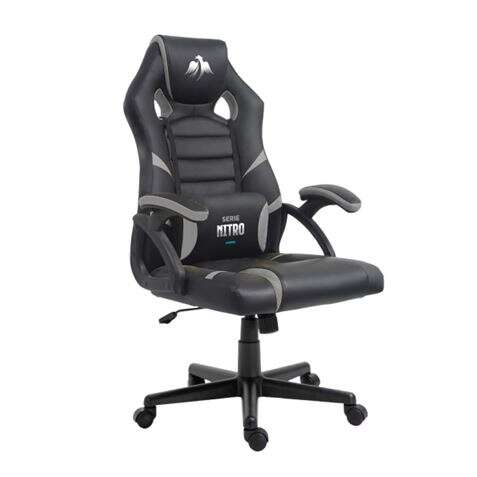 cromad serie nitro silla gaming altura regulable con piston de gas clase 2 cojin lumbar color negro/gris