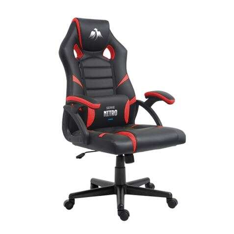 cromad serie nitro silla gaming altura regulable con piston de gas clase 2 cojin lumbar color negro/rojo