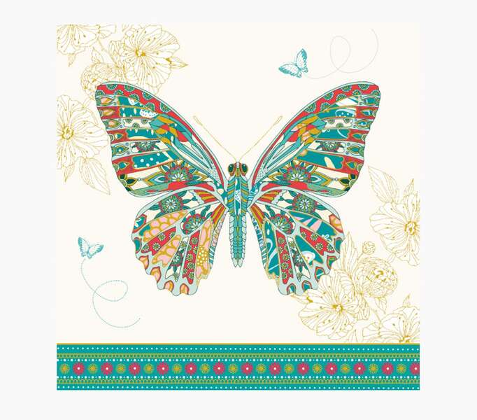 pictura tarjeta arabesque 16x16cm tematica mariposa tarjeta triptica sin envoltorio incluido sobre blanco papel con certificacion fsc