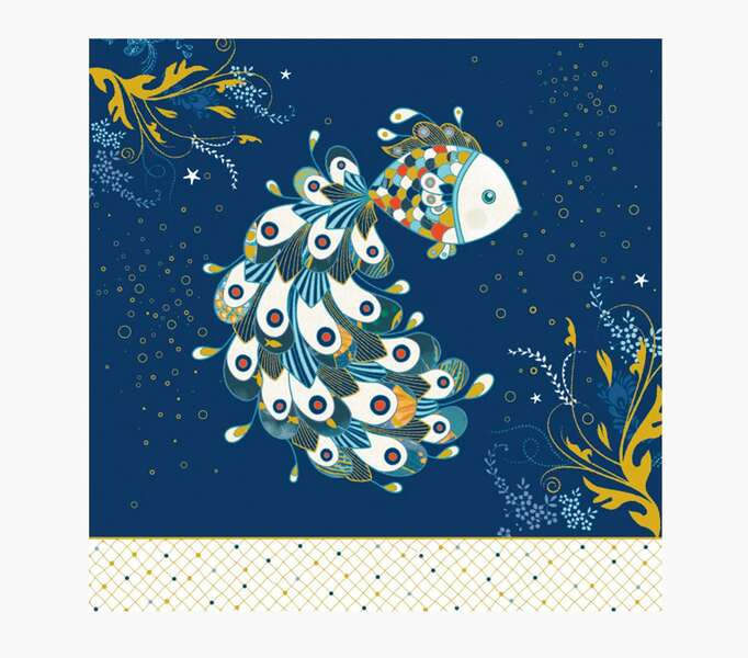 pictura tarjeta arabesque 16x16cm tematica peces tarjeta triptica sin envoltorio incluido sobre blanco papel con certificacion fsc