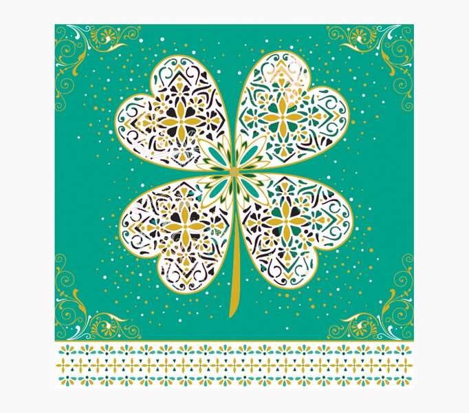 pictura tarjeta arabesque 16x16cm tematica trebol de cuatro hojas tarjeta triptica sin envoltorio incluido sobre blanco papel con certificacion fsc