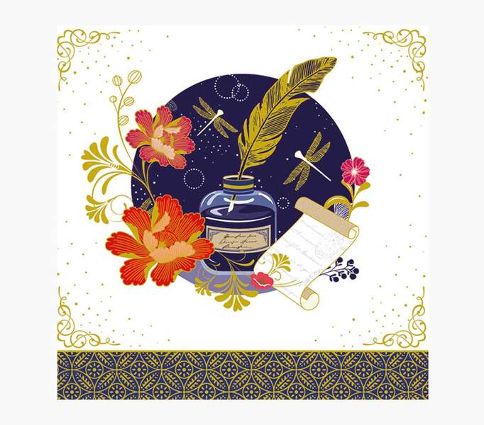 pictura tarjeta arabesque 16x16cm tematica de diseño arabe tarjeta triptica sin envoltorio incluye sobre blanco impresas en papel con certificacion fsc