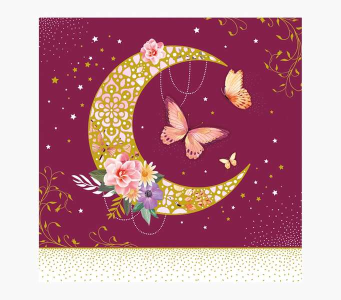 pictura tarjeta arabesque 16x16cm tematica luna tarjeta triptica incluye sobre blanco papel con certificacion fsc