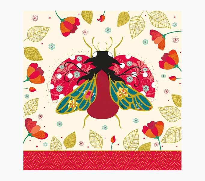 pictura tarjeta arabesque 16x16cm tematica mariquitas tarjeta triptica sin envoltorio incluido sobre blanco papel con certificacion fsc