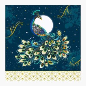 pictura tarjeta arabesque 16x16cm tematica pavo real tarjeta triptica incluye sobre blanco papel con certificacion fsc