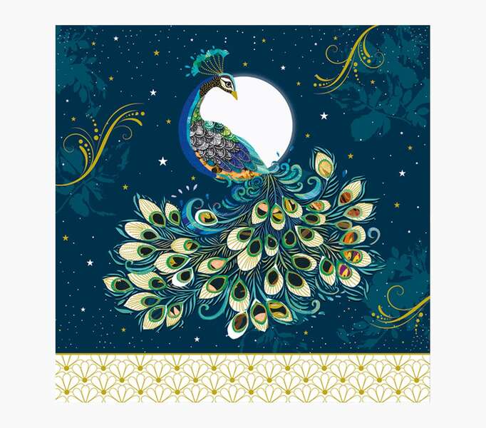 pictura tarjeta arabesque 16x16cm tematica pavo real tarjeta triptica incluye sobre blanco papel con certificacion fsc