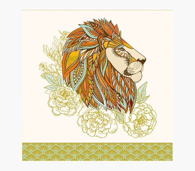 pictura tarjeta arabesque 16x16cm tematica leon tarjeta triptica sobre blanco incluido papel con certificacion fsc