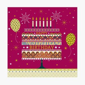 pictura tarjeta arabesque 16x16cm tematica tarta de cumpleaños tarjeta triptica sin envoltorio incluye sobre blanco papel con certificacion fsc