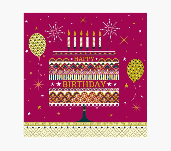 pictura tarjeta arabesque 16x16cm tematica tarta de cumpleaños tarjeta triptica sin envoltorio incluye sobre blanco papel con certificacion fsc