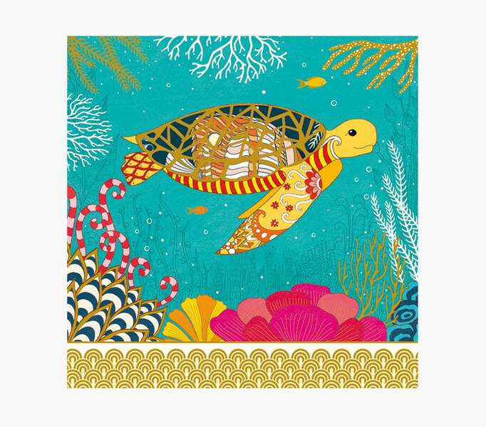 pictura tarjeta arabesque 16x16cm tematica tortuga tarjeta triptica sin envoltorio incluido sobre blanco papel con certificacion fsc