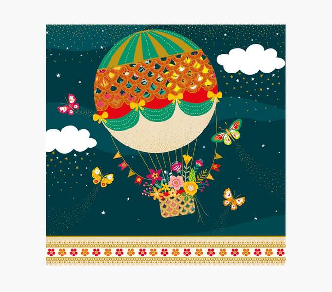 pictura tarjeta arabesque 16x16cm tematica globo aerostatico tarjeta triptica sin envoltorio incluido sobre blanco papel con certificacion fsc
