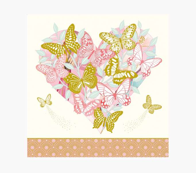pictura tarjeta arabesque 16x16cm tematica mariposas triptica sin envoltorio incluye sobre blanco papel con certificacion fsc