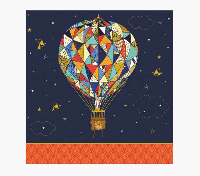 pictura tarjeta arabesque 16x16cm tematica globo aerostatico triptica sin envoltorio incluye sobre blanco papel con certificacion fsc