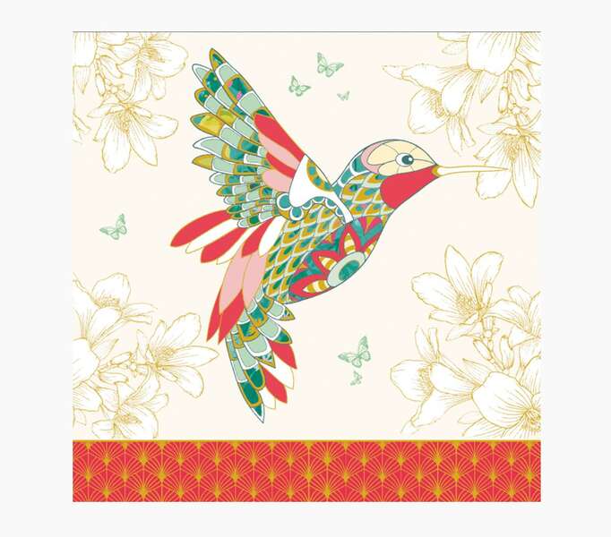 pictura tarjeta arabesque 16x16cm tematica colibri tarjeta triptica sin envoltorio incluido sobre blanco papel con certificacion fsc
