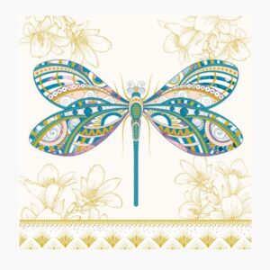 pictura tarjeta arabesque 16x16cm tematica libelula triptica sin envoltorio incluye sobre blanco papel con certificacion fsc