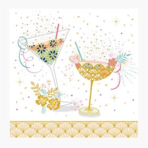 pictura tarjeta arabesque 16x16cm tematica copas de coctel tarjeta triptica incluye sobre blanco papel con certificacion fsc