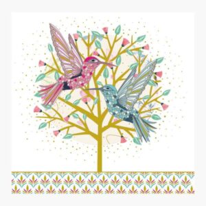 pictura tarjeta arabesque 16x16cm tematica colibri triptica sin envoltorio incluye sobre blanco papel con certificacion fsc