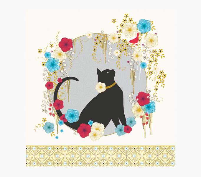 pictura tarjeta arabesque 16x16cm tematica gato negro tarjeta triptica sin envoltorio incluido sobre blanco papel con certificacion fsc