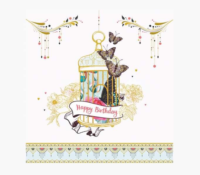 pictura tarjeta arabesque 16x16cm tematica jaula de pajaros tarjeta triptica sin envoltorio incluye sobre blanco papel con certificacion fsc