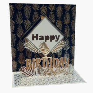 pictura tarjeta 3d pop up 16x16cm tematica cumpleaños embolsada individualmente en celofan incluido sobre blanco papel con certificacion fsc