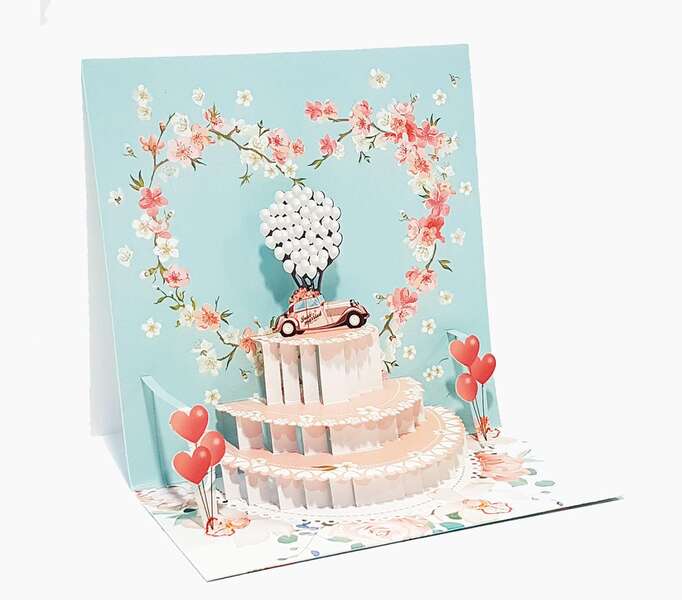 pictura tarjeta 3d pop up 16x16cm tematica corazones embolsada individualmente incluye sobre blanco papel con certificacion fsc